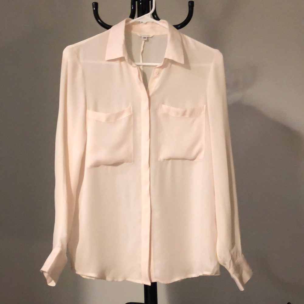[SALE] Club Monaco creme/white silk blouse